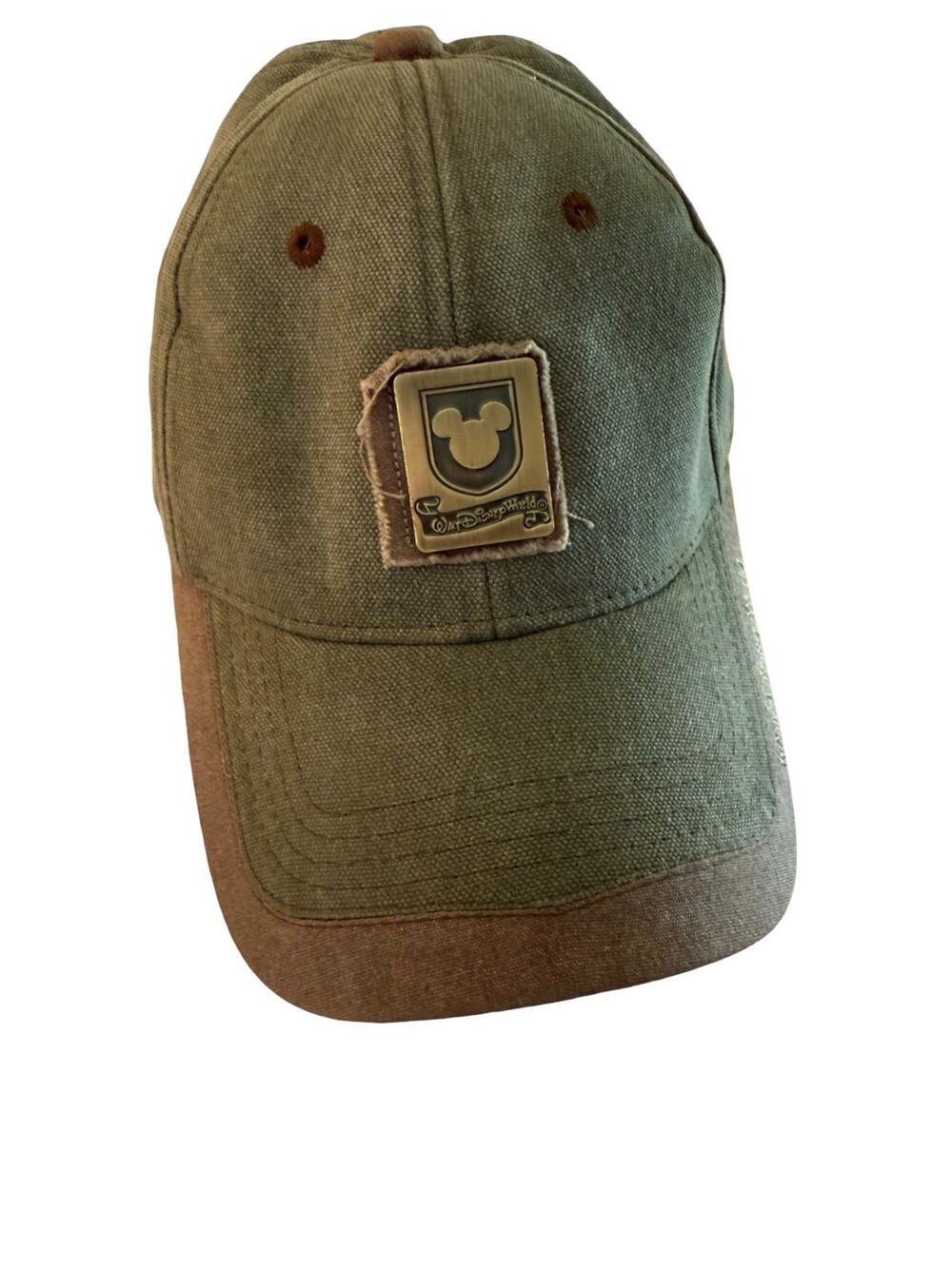 Disney x UGG Mickey Mouse Canvas Hat Olive Brown Trim Adjustable Hook and Loop